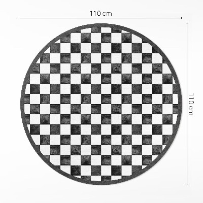 Runder vinyl teppich läufer Steinschachbrett Monochrom