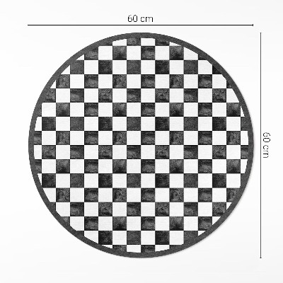 Runder vinyl teppich läufer Steinschachbrett Monochrom