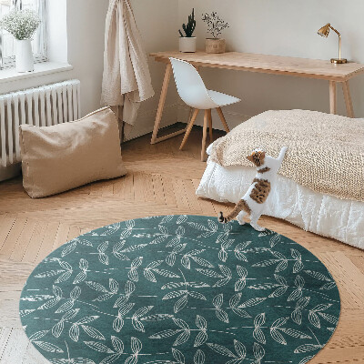 Runder teppich pvc Minimalistische Zweige mit Boho-Blättern