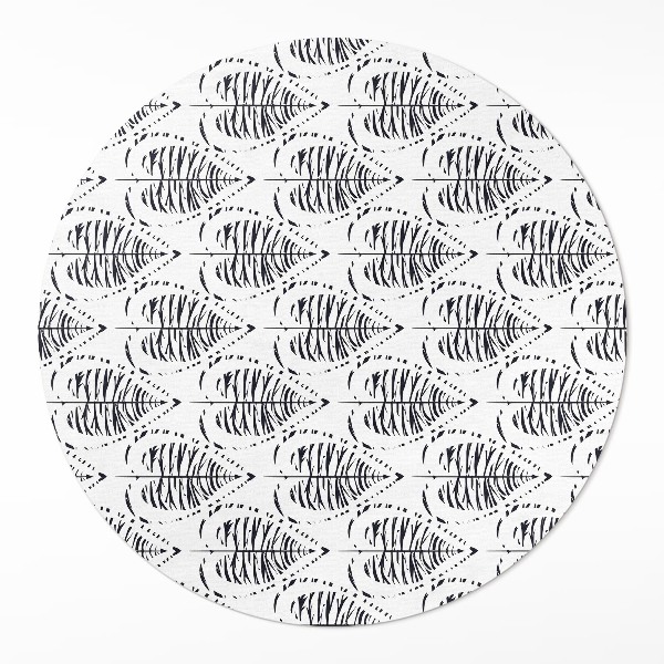 Runder vinyl teppich läufer Boho Leaves Regelmäßiges Muster