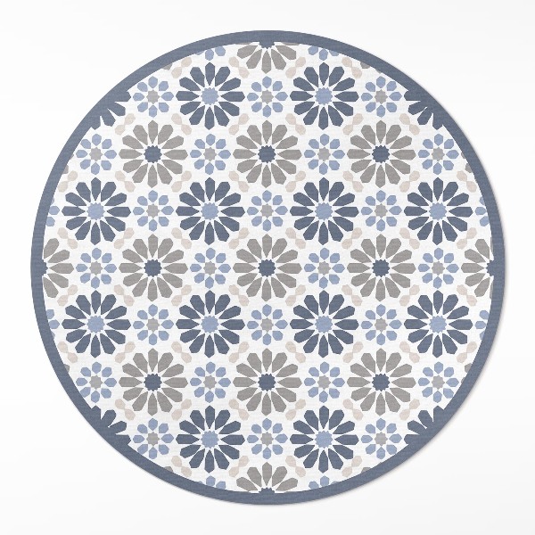 Runder pvc teppich Pastellfarbene Blumen zartes regelmäßiges Muster