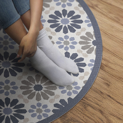Runder pvc teppich Pastellfarbene Blumen zartes regelmäßiges Muster