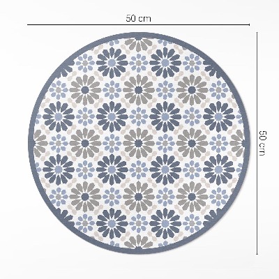 Runder pvc teppich Pastellfarbene Blumen zartes regelmäßiges Muster