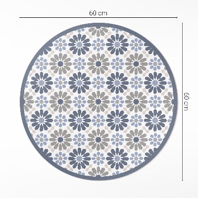 Runder pvc teppich Pastellfarbene Blumen zartes regelmäßiges Muster
