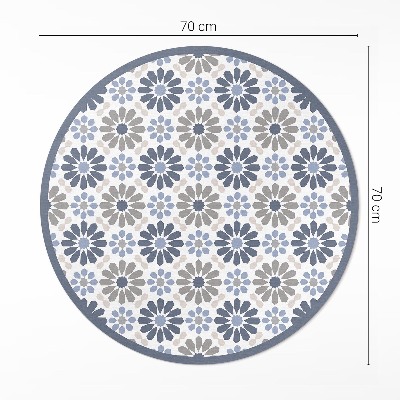 Runder pvc teppich Pastellfarbene Blumen zartes regelmäßiges Muster
