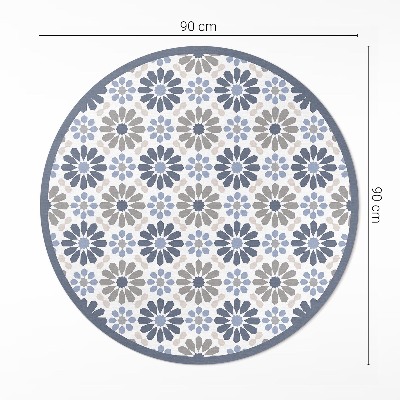 Runder pvc teppich Pastellfarbene Blumen zartes regelmäßiges Muster