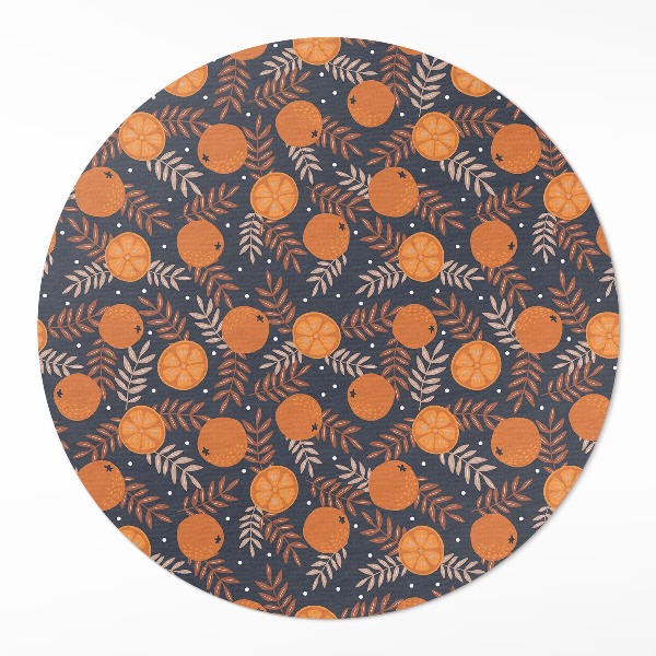Runder vinyl teppich Illustration von Orangen und Blättern