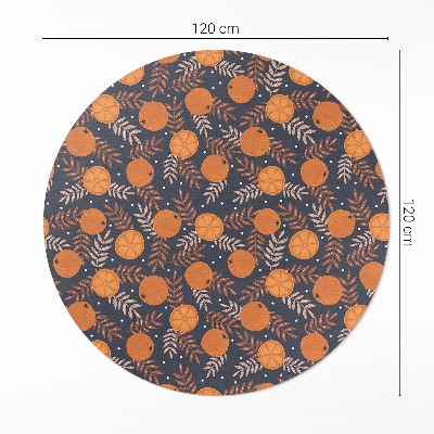 Runder vinyl teppich Illustration von Orangen und Blättern