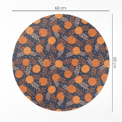 Runder vinyl teppich Illustration von Orangen und Blättern