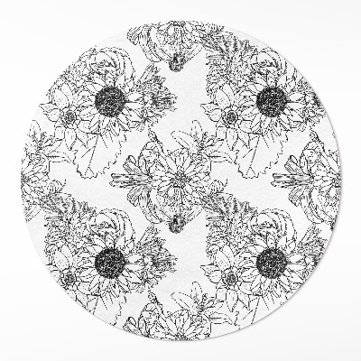 Runder vinyl teppich Cartoon Sonnenblumen schöne Vintage-Blumen