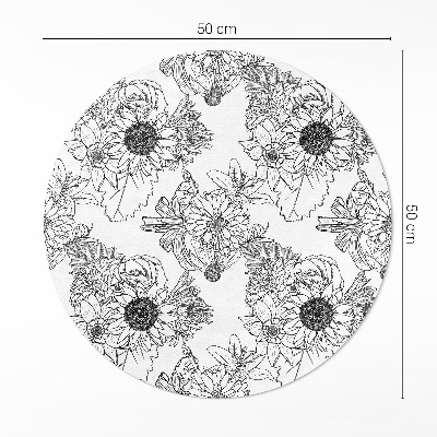 Runder vinyl teppich Cartoon Sonnenblumen schöne Vintage-Blumen