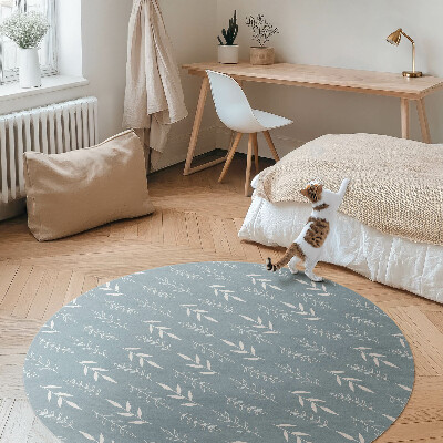 Runder pvc teppich Minimalistische Illustration von Zweigen und Blättern