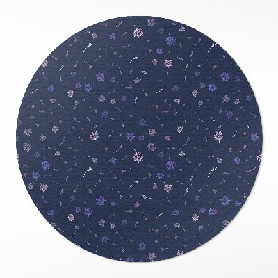 Runder vinyl teppich läufer Winzige Boho-Feldblumen