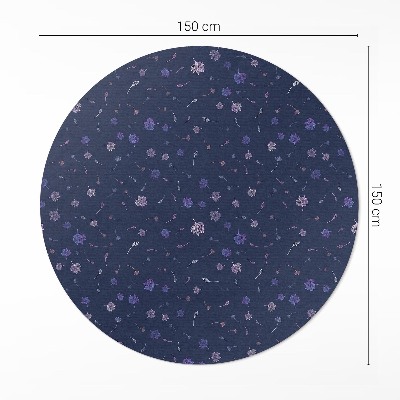Runder vinyl teppich läufer Winzige Boho-Feldblumen