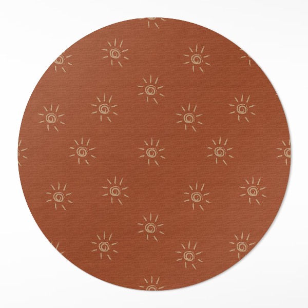 Runder teppich auf pvc Muster mit Sonnen Boho-Stil Vintage