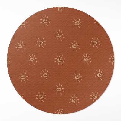 Runder teppich auf pvc Muster mit Sonnen Boho-Stil Vintage