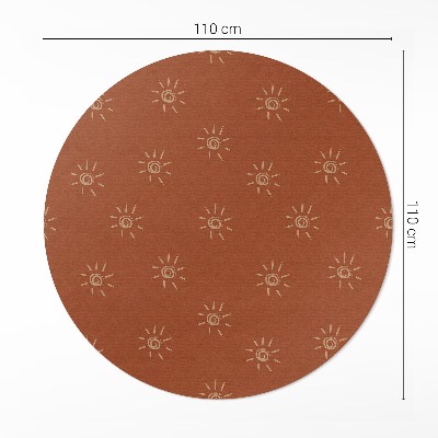 Runder teppich auf pvc Muster mit Sonnen Boho-Stil Vintage