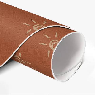 Runder teppich auf pvc Muster mit Sonnen Boho-Stil Vintage