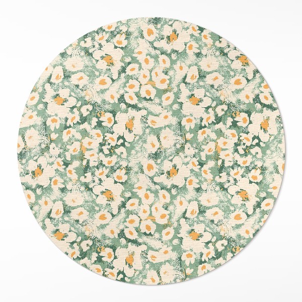 Runder vinyl teppich Wildblumenwiese gemalte Blumen Abstraktion