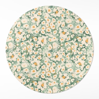 Runder vinyl teppich Wildblumenwiese gemalte Blumen Abstraktion