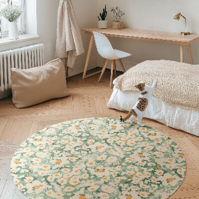 Runder vinyl teppich Wildblumenwiese gemalte Blumen Abstraktion