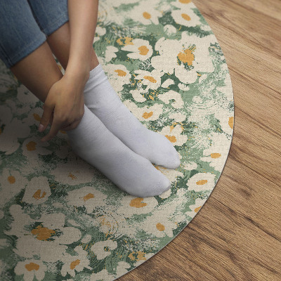 Runder vinyl teppich Wildblumenwiese gemalte Blumen Abstraktion