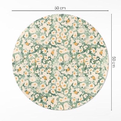 Runder vinyl teppich Wildblumenwiese gemalte Blumen Abstraktion