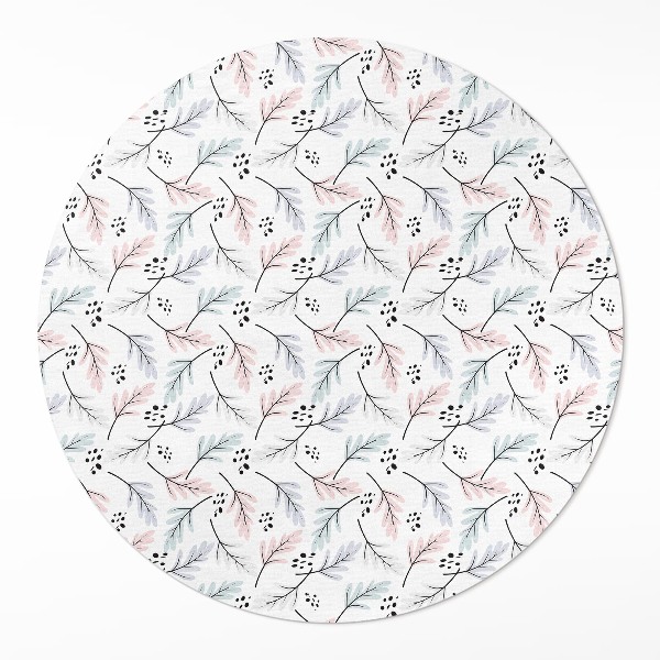 Runder teppich pvc Pastellfarbene zarte Pflanzen im Boho-Stil