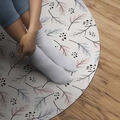 Runder teppich pvc Pastellfarbene zarte Pflanzen im Boho-Stil
