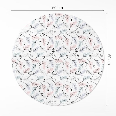 Runder teppich pvc Pastellfarbene zarte Pflanzen im Boho-Stil