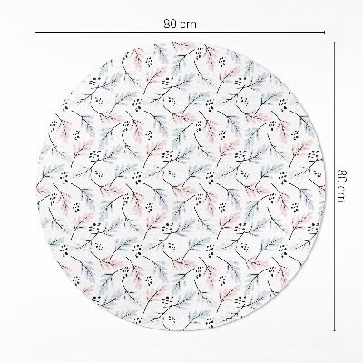 Runder teppich pvc Pastellfarbene zarte Pflanzen im Boho-Stil