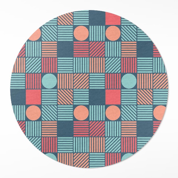 Runder teppich auf pvc Retro Vintage geometrisches Muster