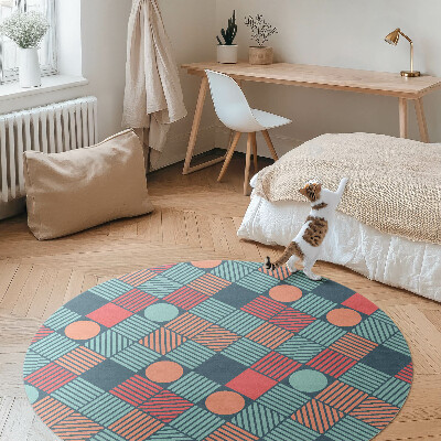 Runder teppich auf pvc Retro Vintage geometrisches Muster