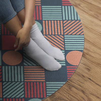 Runder teppich auf pvc Retro Vintage geometrisches Muster