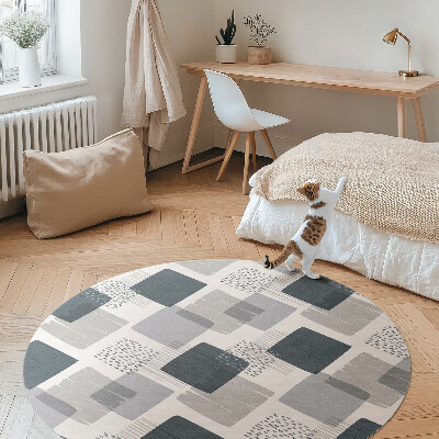 Runder vinyl teppich Gemalte Quadrate im Retro-Stil