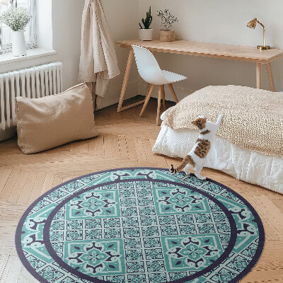Runder vinyl teppich läufer Dekorative Fliesen im spanischen Stil