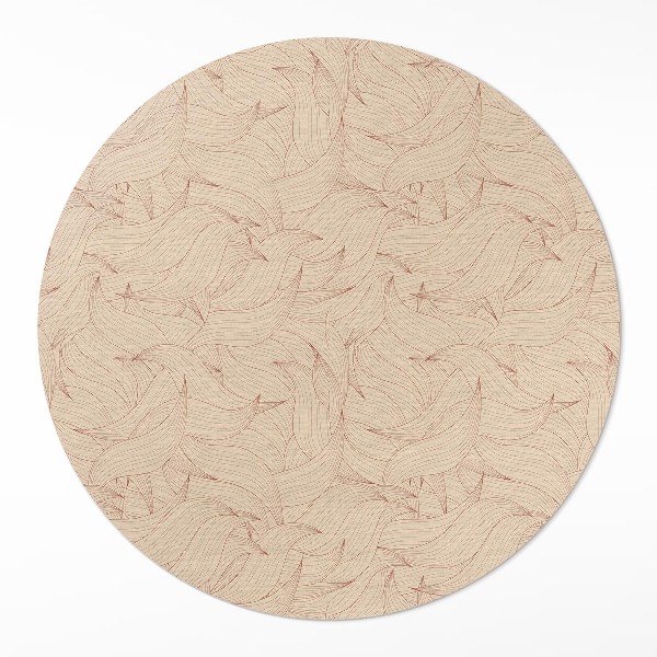 Runder vinyl teppich läufer Lineare Herbstblätter im Boho-Stil