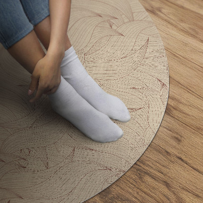 Runder vinyl teppich läufer Lineare Herbstblätter im Boho-Stil