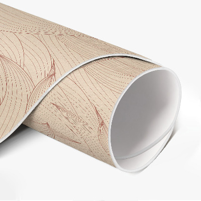Runder vinyl teppich läufer Lineare Herbstblätter im Boho-Stil