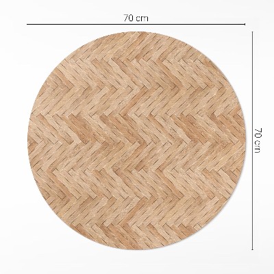 Runder vinyl teppich Schönes Holzparkett im Fischgrätmuster