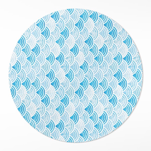 Runder pvc teppich Aquarell-Wellenmuster im asiatischen Stil