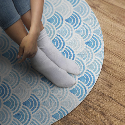 Runder pvc teppich Aquarell-Wellenmuster im asiatischen Stil