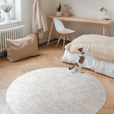 Runder vinyl teppich läufer Skizze von eleganten Blättern im Vintage-Stil