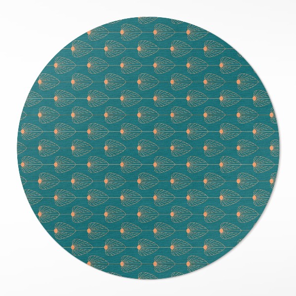 Runder vinyl teppich Sich wiederholende Blätter Muster floral