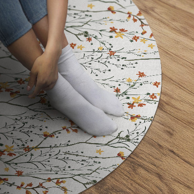 Runder teppich auf pvc Blumen und Zweige im Boho-Stil