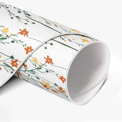 Runder teppich auf pvc Blumen und Zweige im Boho-Stil