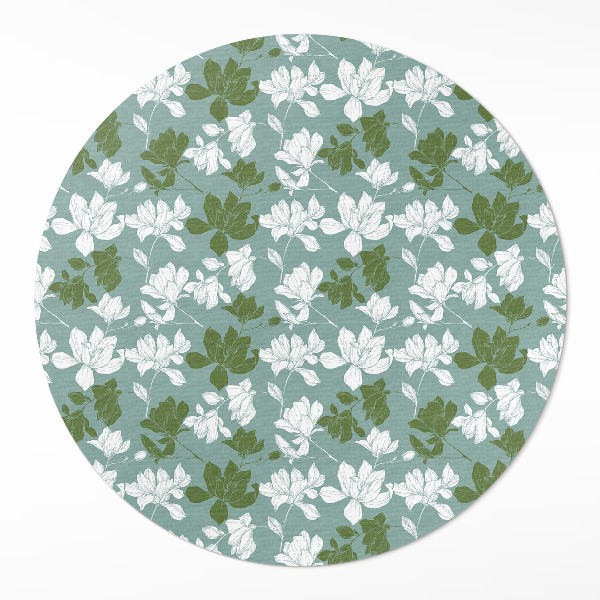 Runder vinyl teppich Zarte Blumen florales Muster