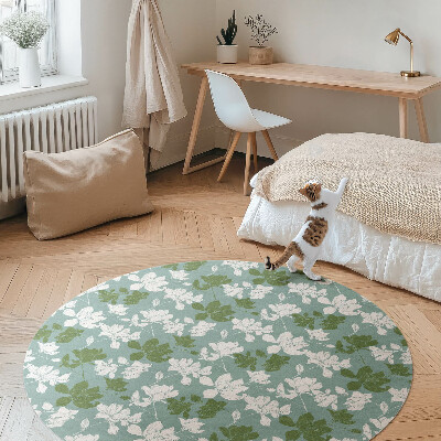 Runder vinyl teppich Zarte Blumen florales Muster