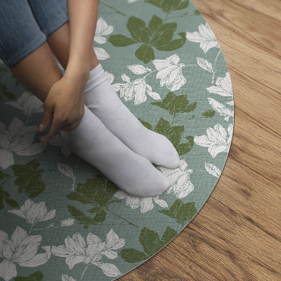 Runder vinyl teppich Zarte Blumen florales Muster