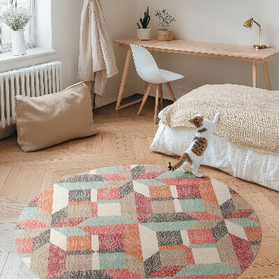 Runder vinyl teppich Ausgefranstes geometrisches Muster